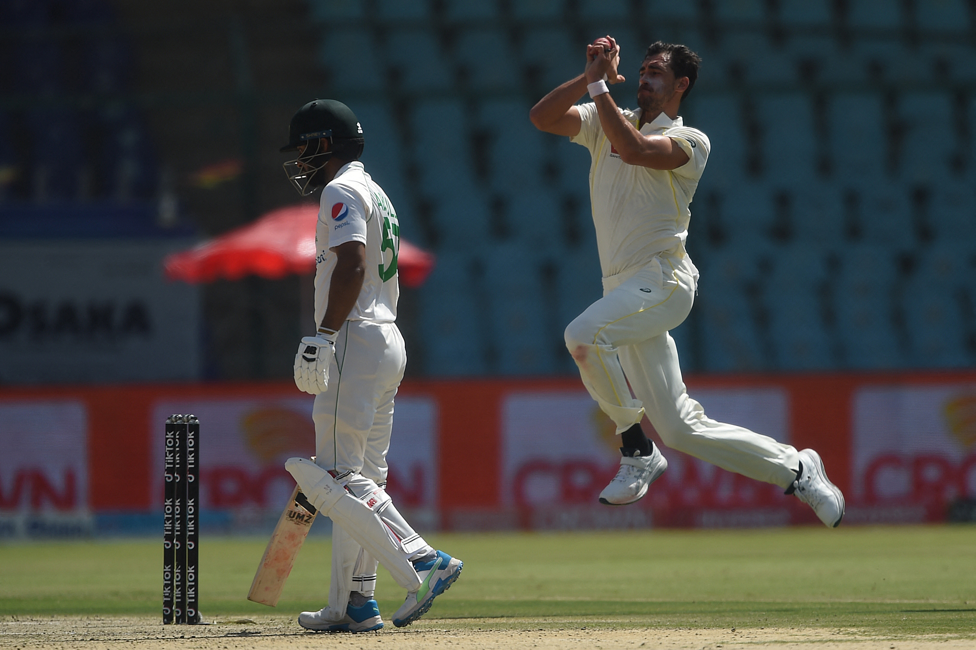 Mitchell Starc took three wickets against Pakistan in Karachi Test