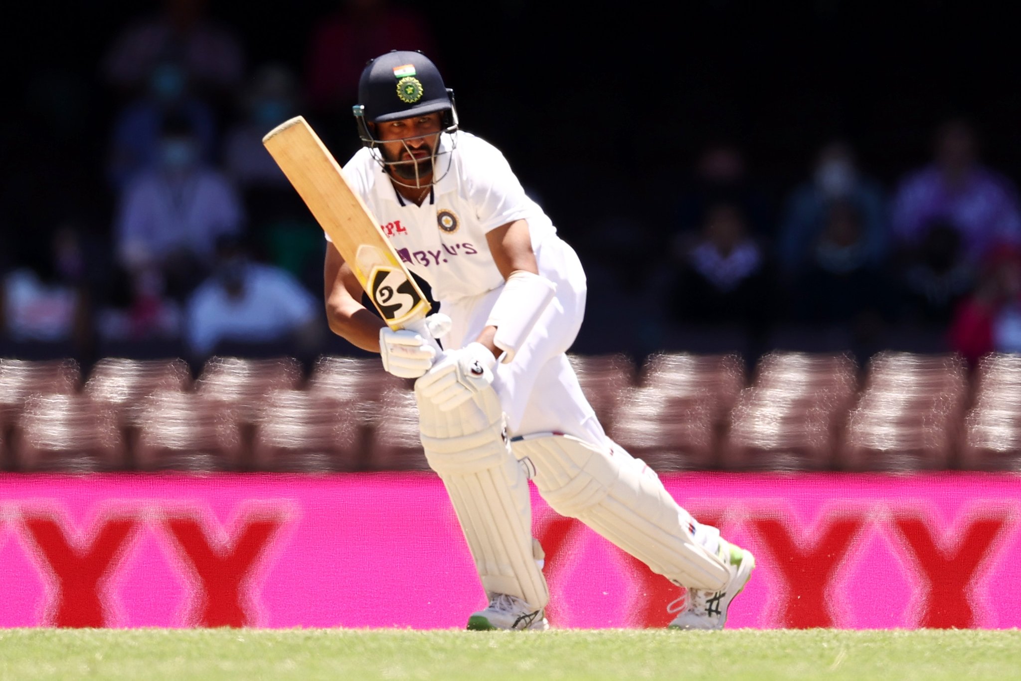 Pujara made fifty on day three for India
