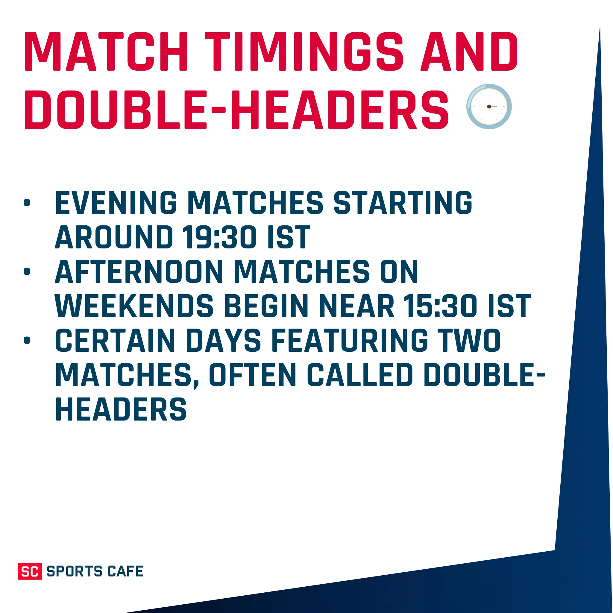 Match Timings and Double-Headers.