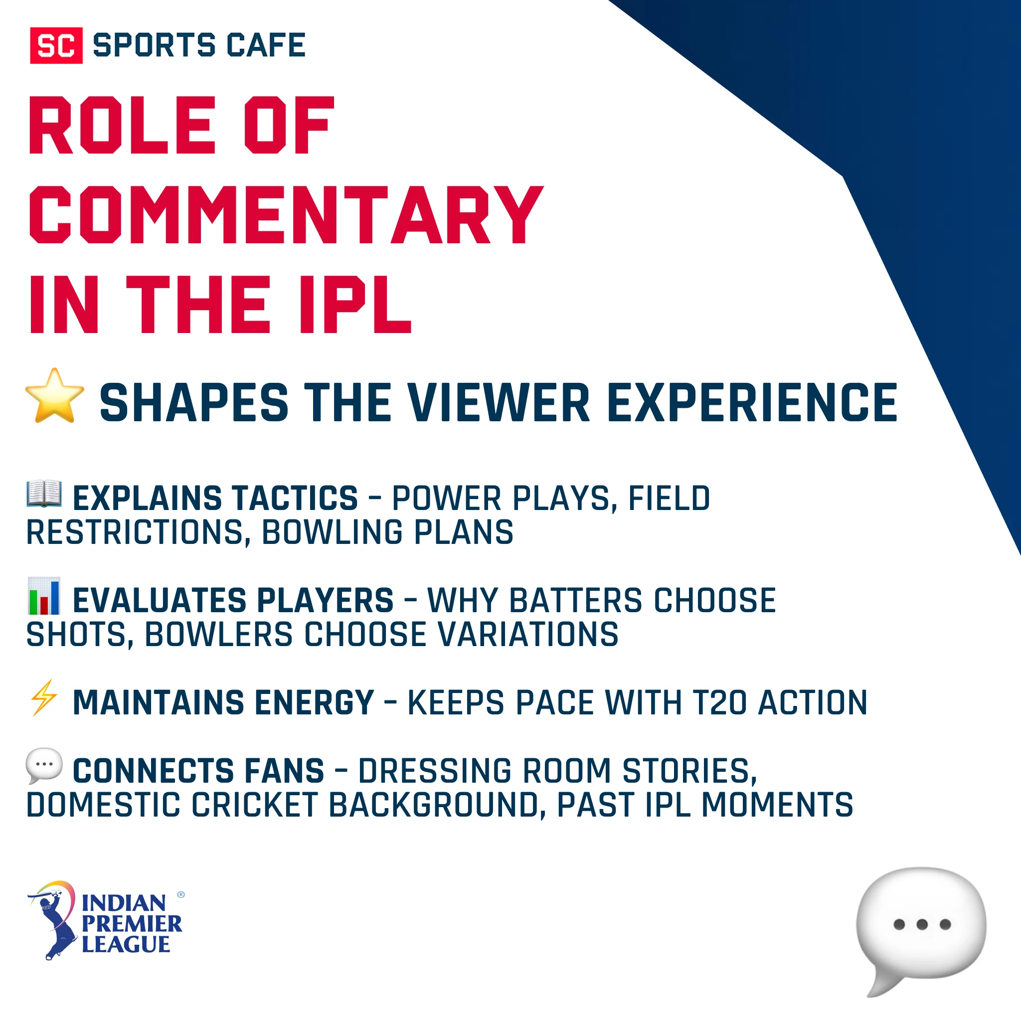 Role of Commentary in the IPL.