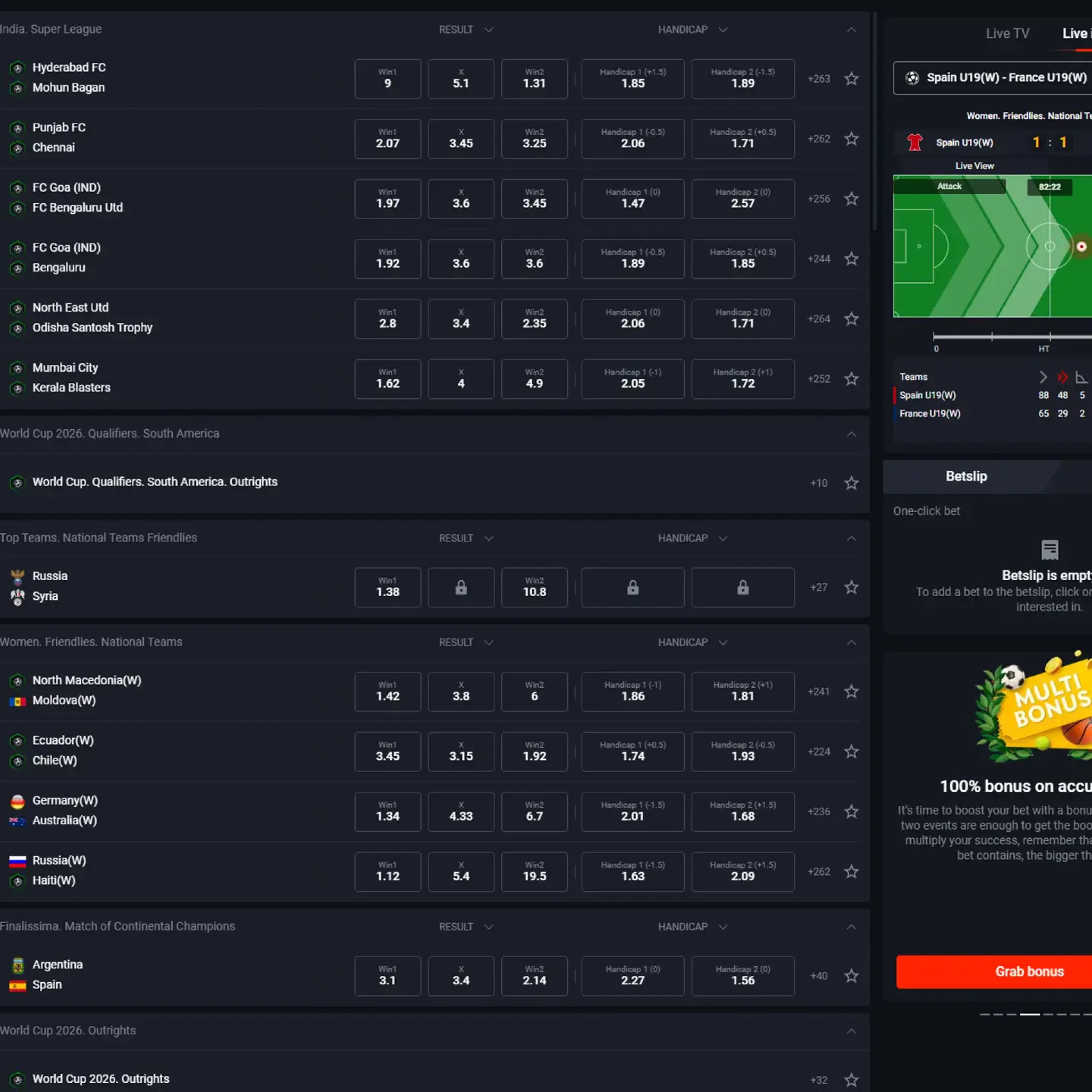 Start betting on football events presented on Pin Up.