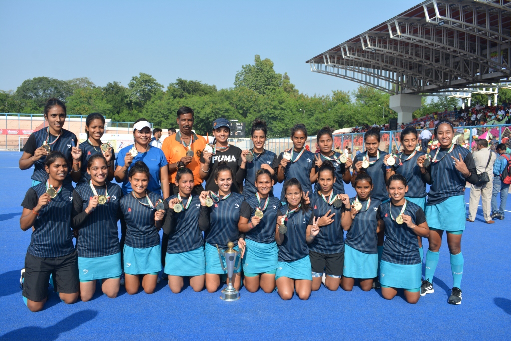 Madhya Pradesh players after winning the 2021 Senior Women National Championship