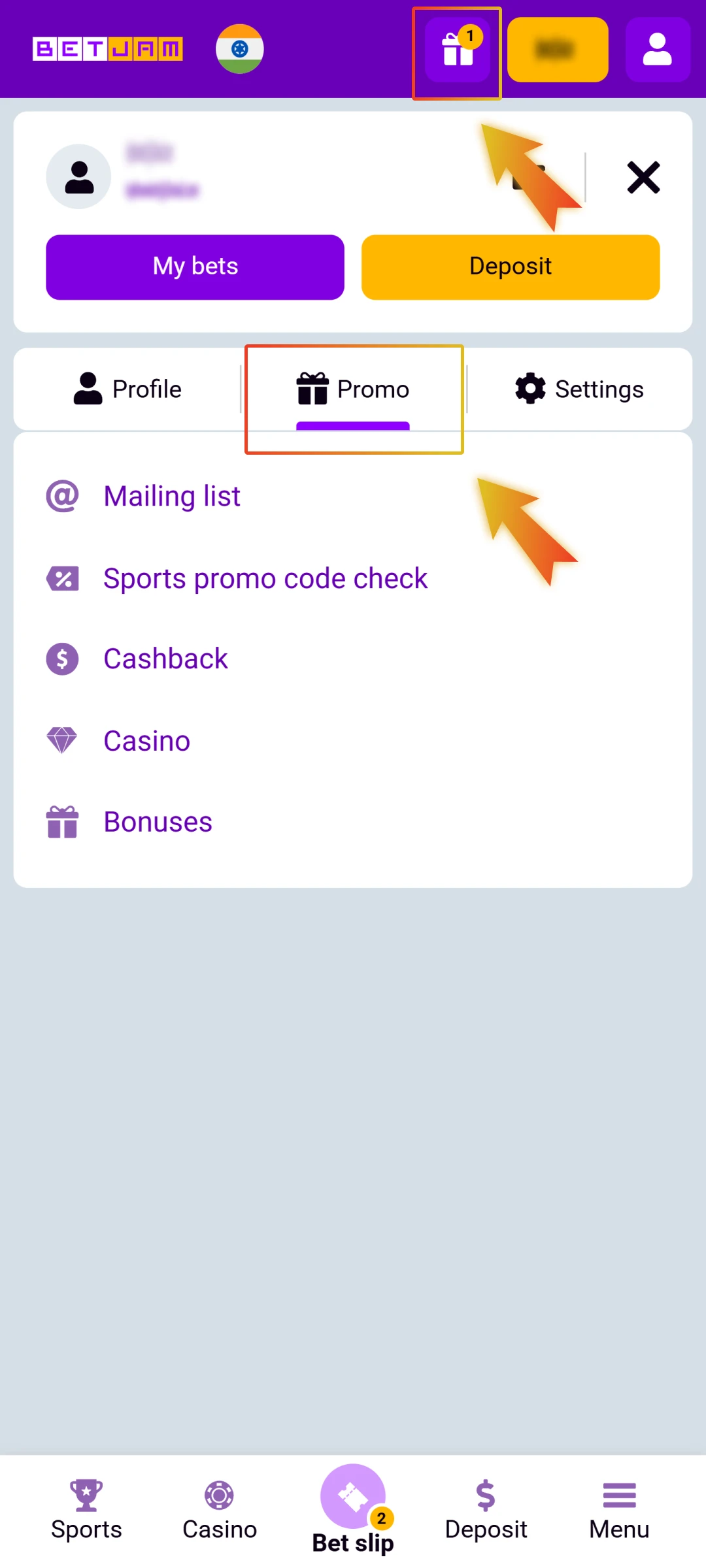 After the account is created or after the first deposit is completed, the bonus linked to the Betjam promo code appears in the player’s balance automatically.
