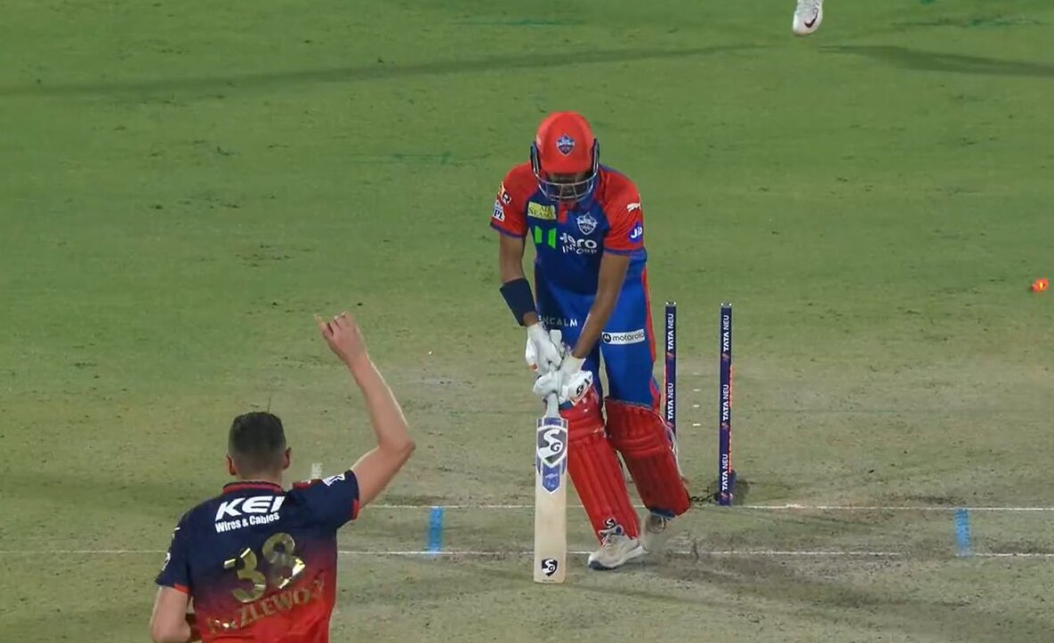 DC vs RCB | Twitter goes wild after Hazlewood’s dream ball castles Axar Patel’s middle stump