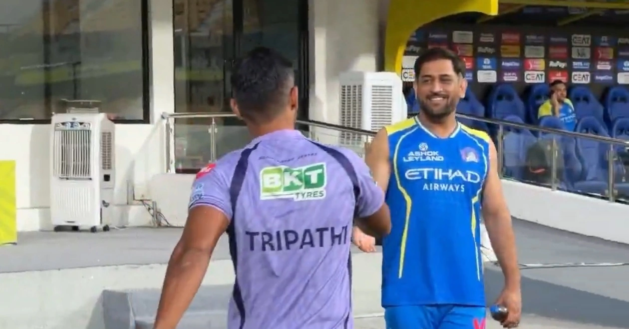 Watch an Emotional Reunion as Tripathi Meets Dhoni on Opposite Sides.