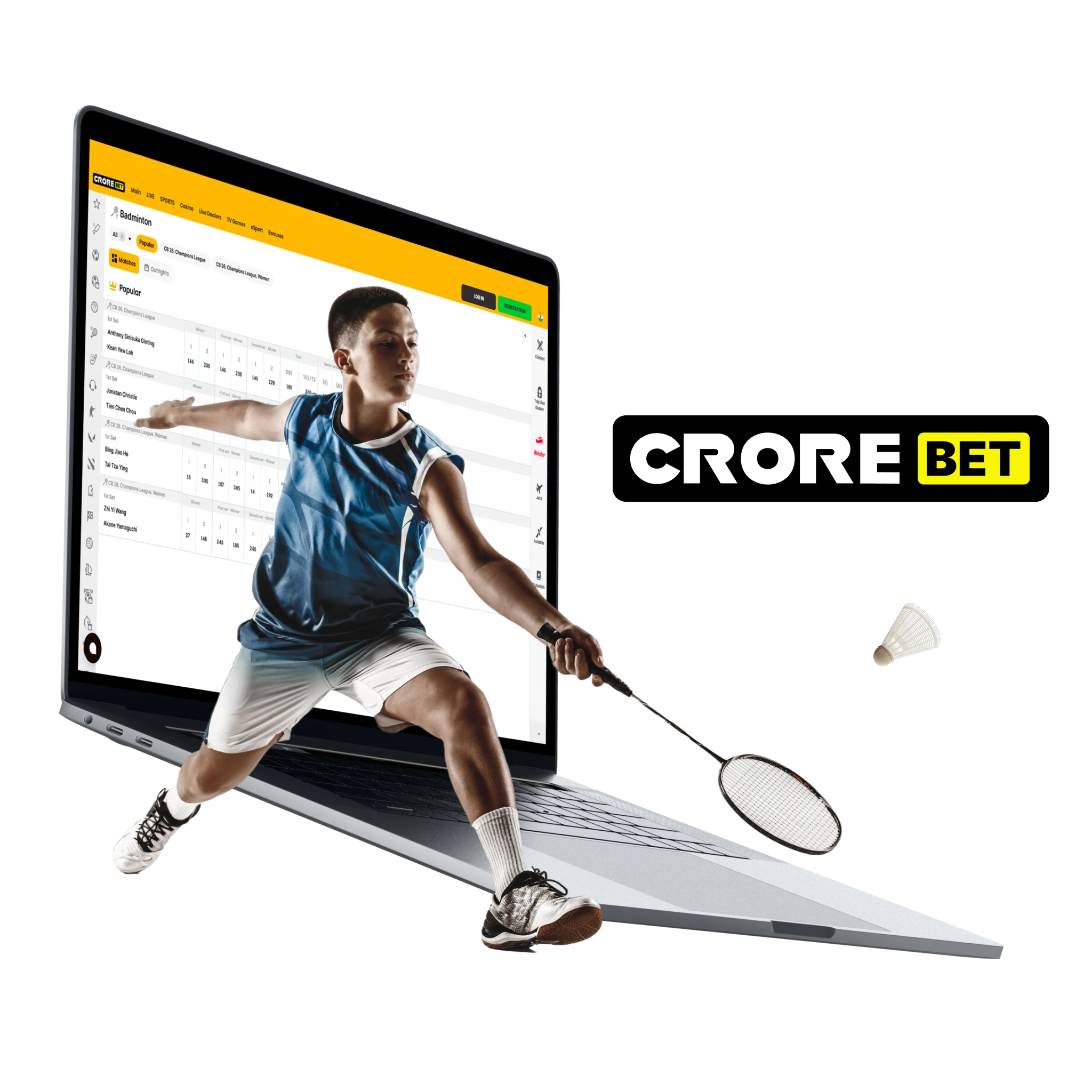 Indian players can choose from a wide variety of convenient payment methods to deposit funds and bet on badminton with Crorebet.