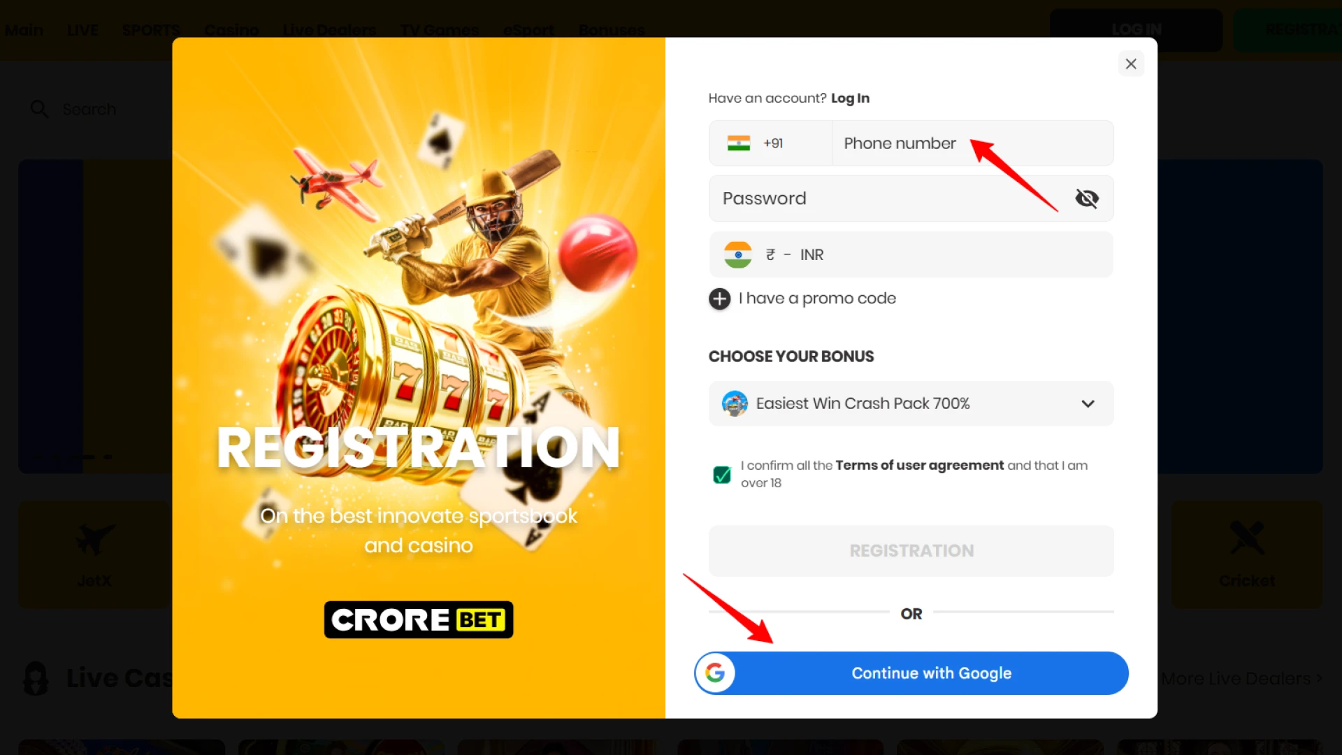 On the registration page, you will find two options that you can choose from.