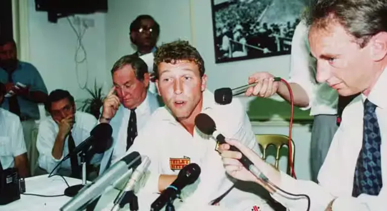 Mike Atherton during an interview for using dirt on the ball.