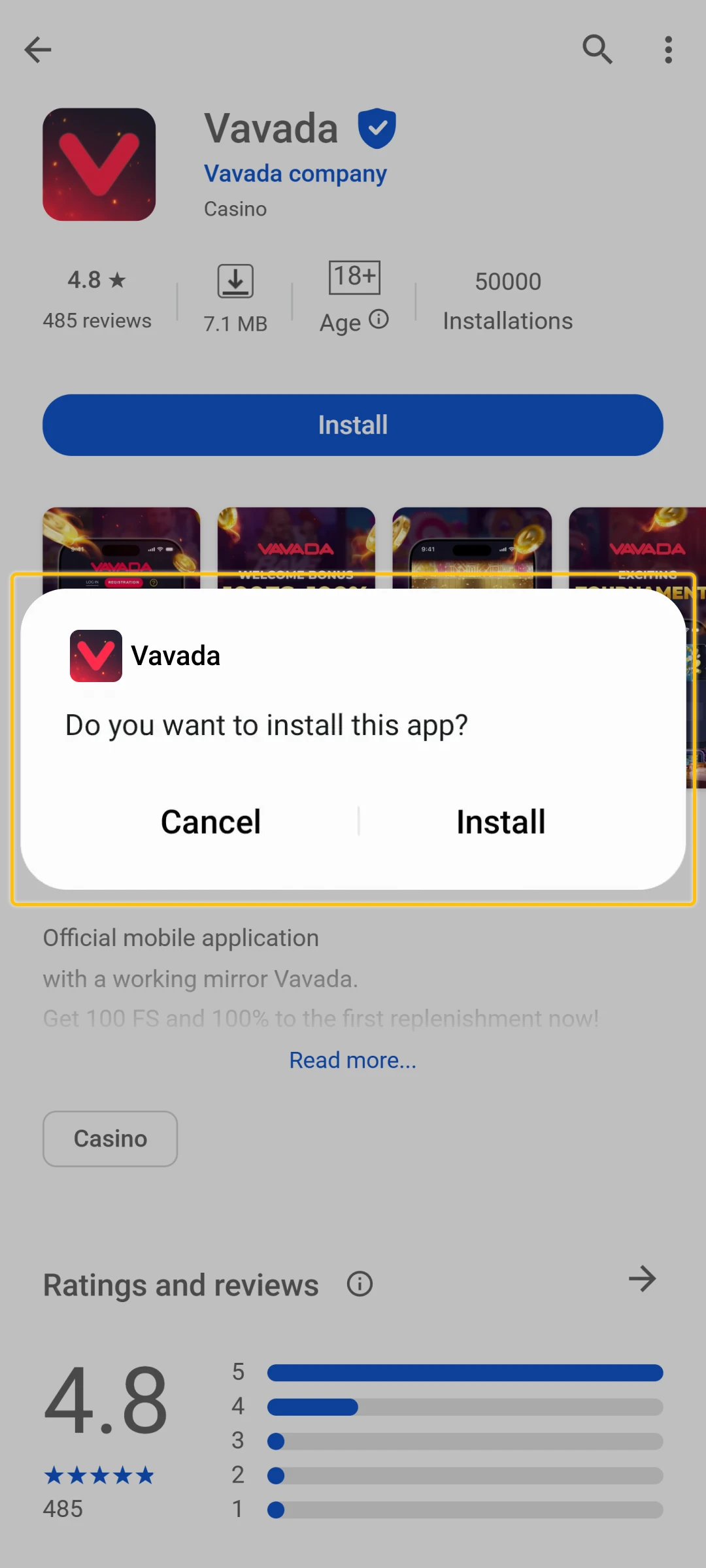 You might need to allow apps from unknown sources. Confirm this and wait until the app installs.