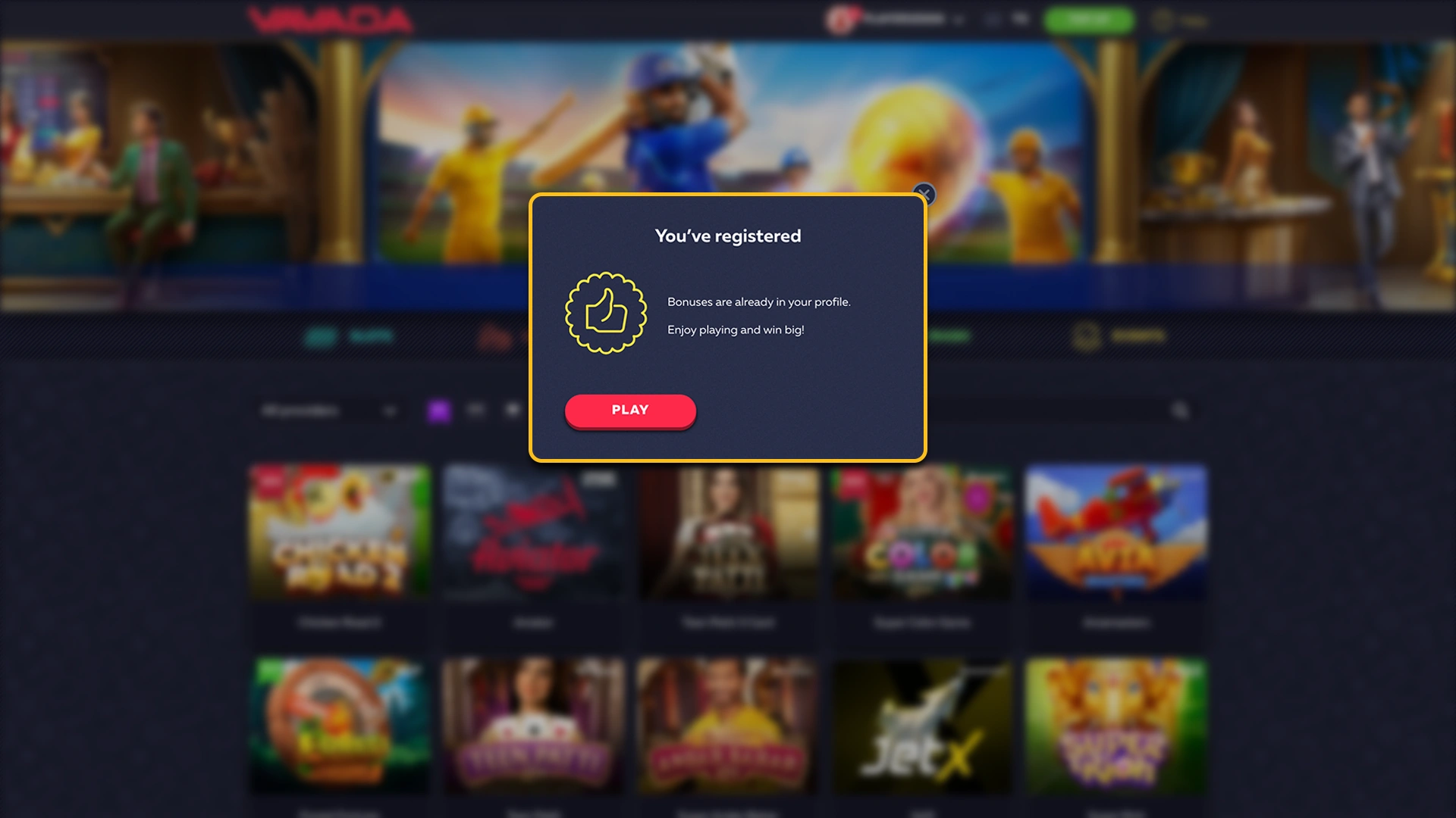 Complete the Registration on the Vavada Website